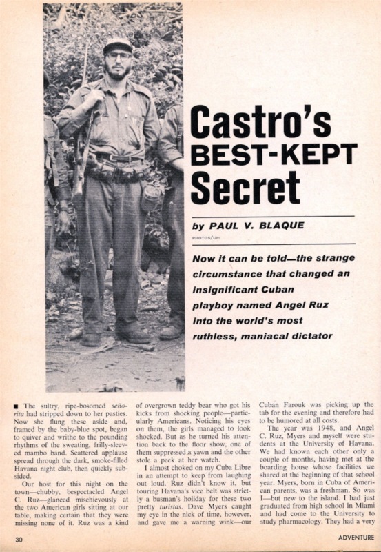 Fidel Castros Sex Secret” From A 1965 Issue Of Adventure Magazine The Mens Adventure